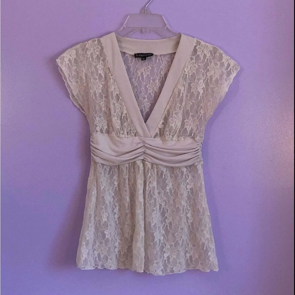 NWOT New Without Tags Rampage Off White Floral Lace Babydoll Top Size Medium